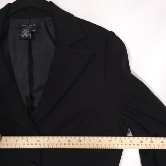 SANDRO Sportswear Classic Black Fitted Three Button Blazer Coat MEDIUM - Picture 4 of 9